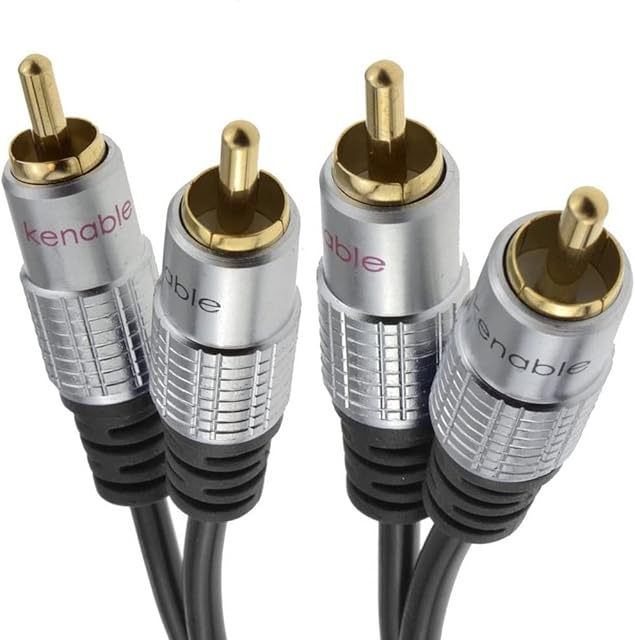 Pro Audio Metal 2 x RCA Phono Plugs to Twin Plugs Cable Lead Gold 3m [3 metres]