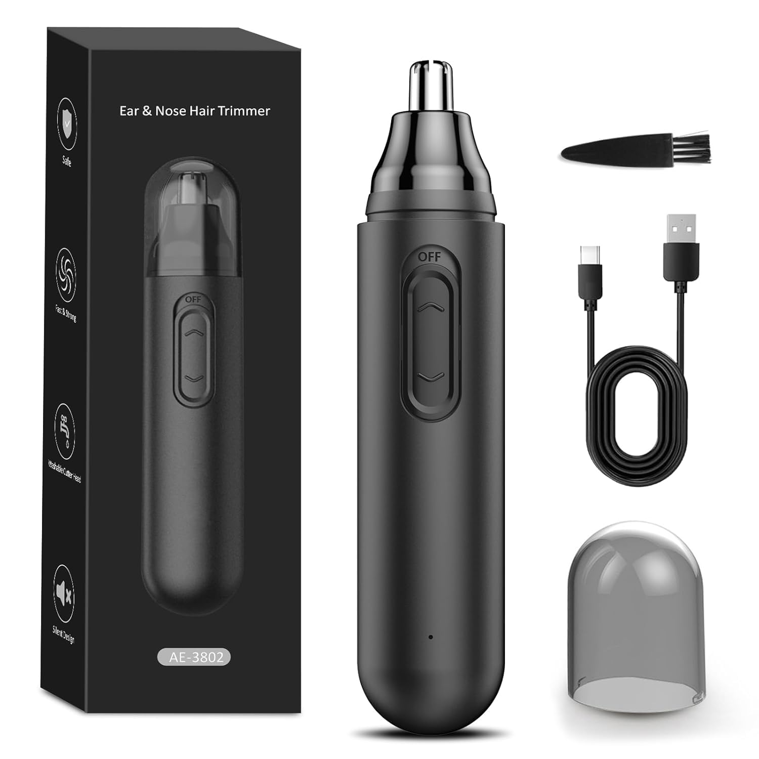 Cleanfly 2025 Nose Hair Trimmer, Portable Painless Ear and Nose Hair Trimmer for Men Women, USB-C Rechargeable, IPX7 Waterproof,No Pull, Precision Cut (Black) Cleanfly 2025 Nose Hair Trimmer, Portable Painless Ear and Nose Hair Trimmer for Men Women, USB-C Rechargeable, IPX7 Waterproof,No Pull, Precision Cut (Black)