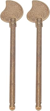 Chinese Leaf Bolt Lock, 4.3in Brass Key Latch Deadbolt with Security Pin, Traditional Asian Style Cabinet Door Lock for Furniture, Chest, and File Cabinets