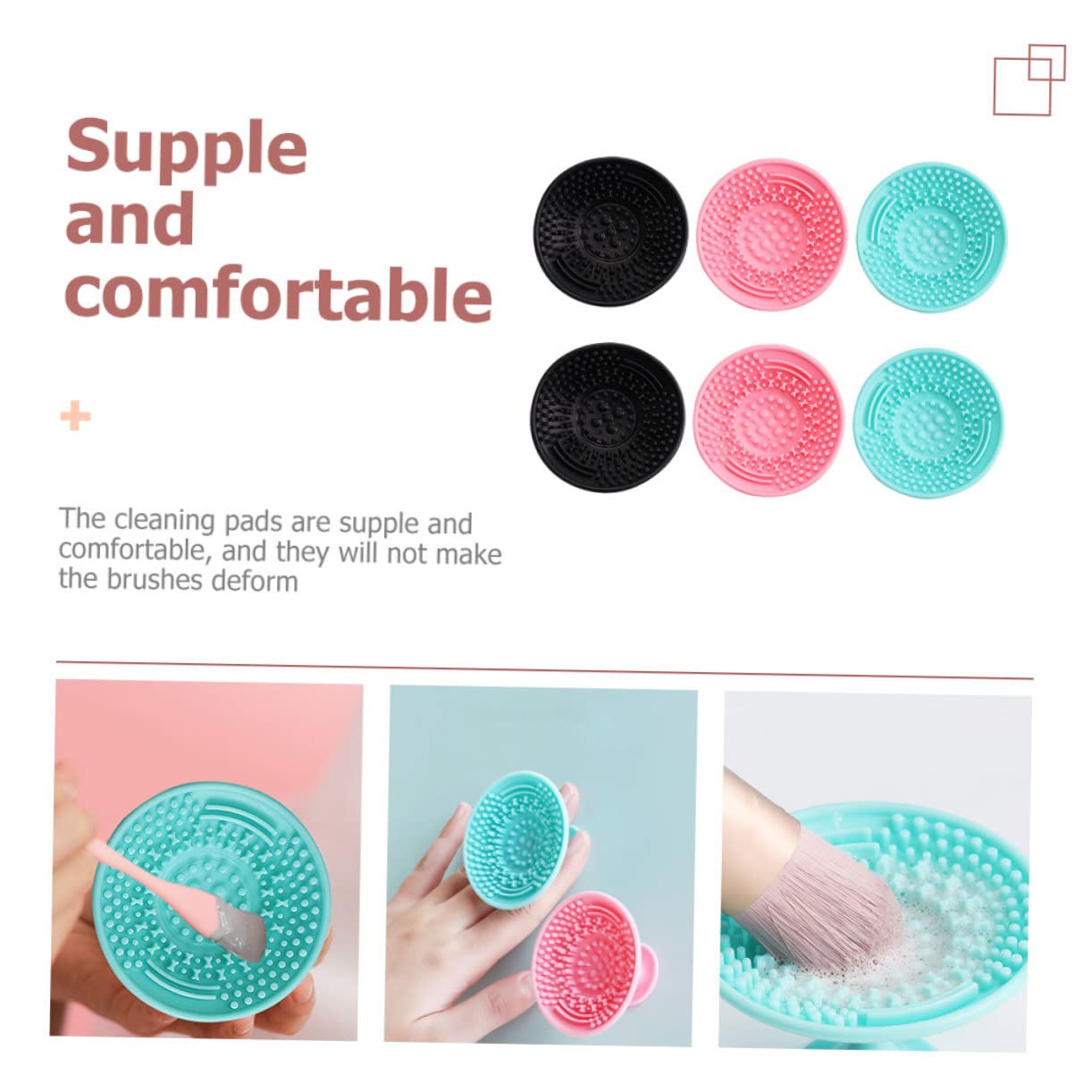 FRCOLOR 24pezzi Tappetini Silicone Per Pulizia Pennelli Trucco Strumento Maneggevole Per Lavare Accessori Cosmetici Per Ombretti e Sopracciglia