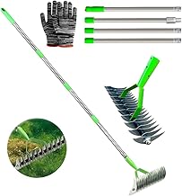 Rake and Scarifier with Handle 160cm Ideal for Garden Moss Hand Adjustable Grass Cleaning Soil Totem