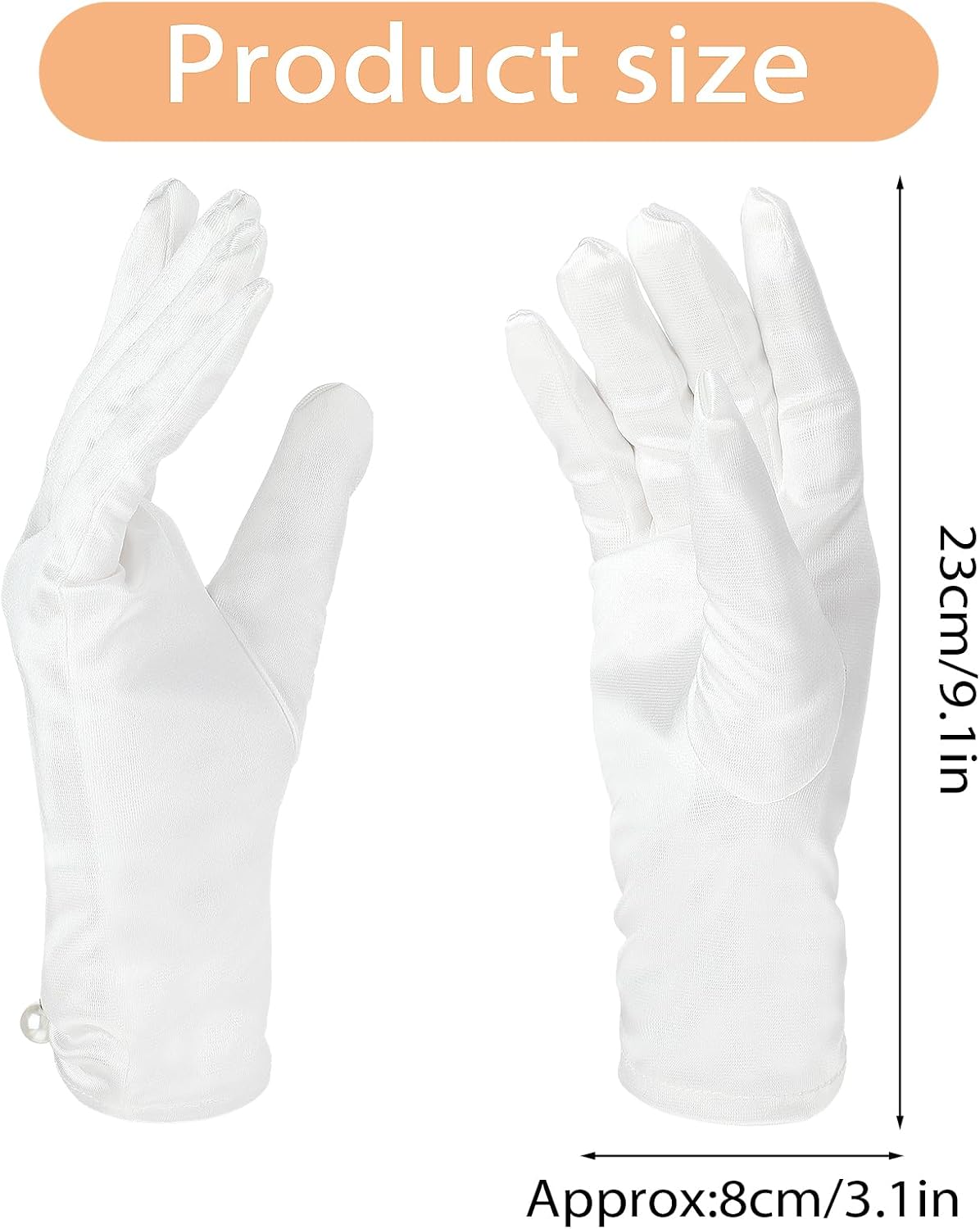 AHQiZFX White Satin Gloves for Women, Bridal Short Satin Gloves Wedding Banquet Opera Uniform Glove Opera Banquet 1920s Flapper Accessories Floral Tea Party Tuxedo Glove for Dance Dress Tea Party image 2