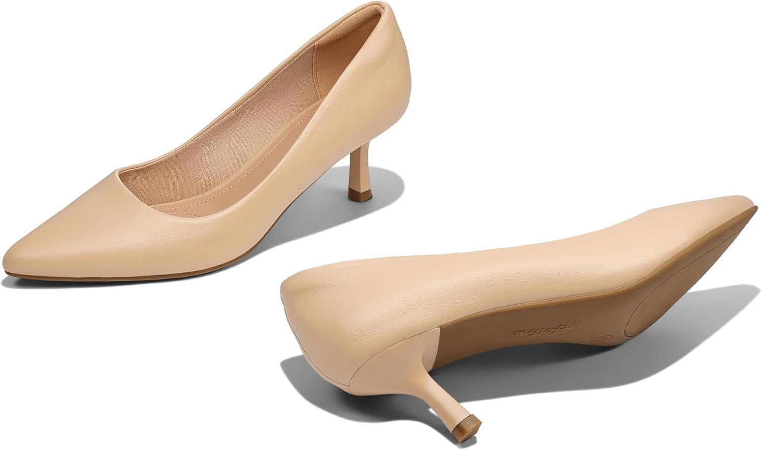 mysoft Kitten Heels for Women Low Heel Pumps 2 Inch Closed Toe Wedding Dress Shoes - Image 5