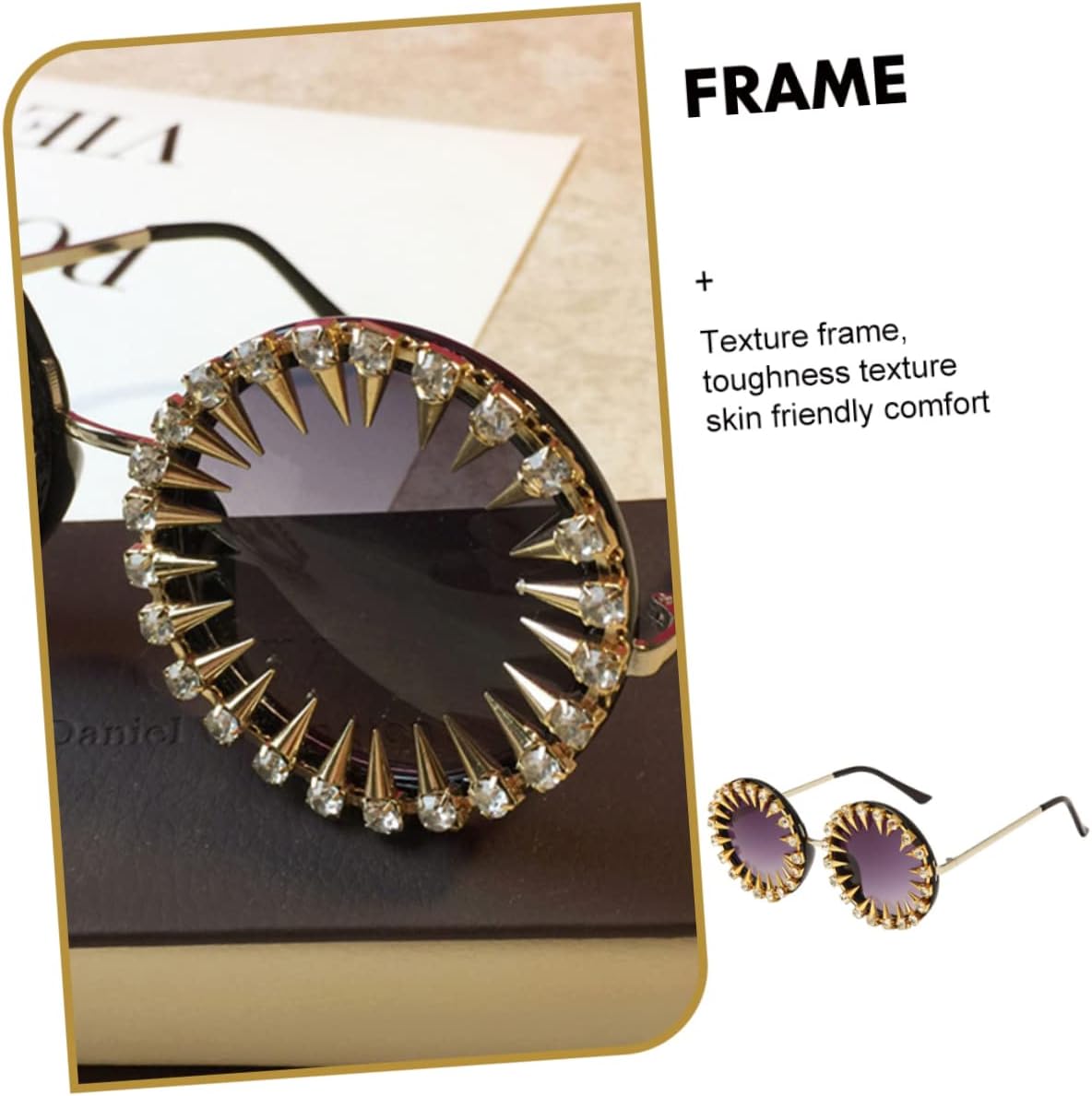 Baluue 1set Retro Rhinestone Rivet Sunglasses for Women Fashionable Vintage Eyewear for Parties and Events Unique Design Comfortable Nose Pads for Christmas and Carnival Celebrations
