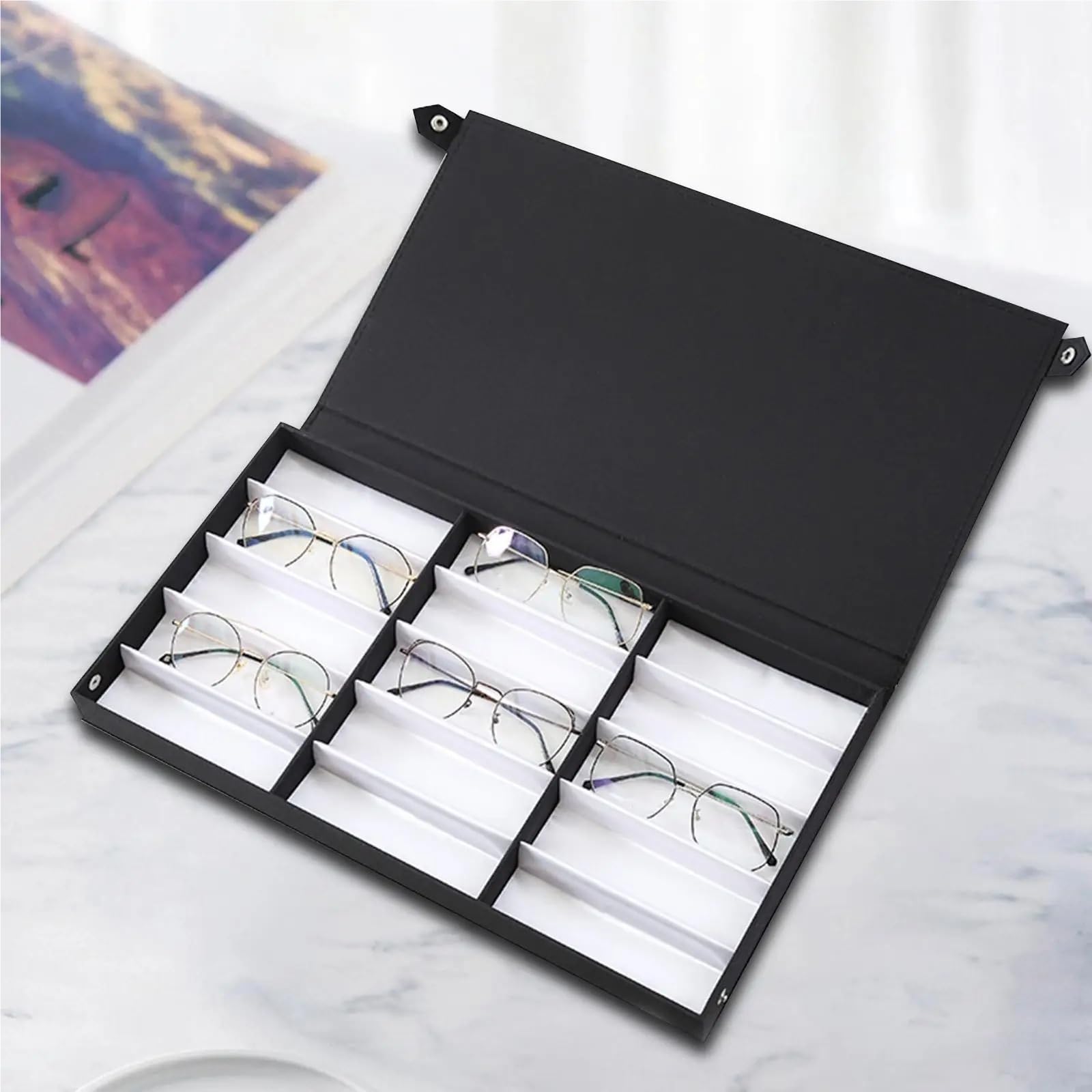 Caja de exhibición gafas, soporte joyería, organizador multifuncional 15 rejillas for sol for armario, cajón tienda mesa for el hogar Para Gafas Joyería Reloj