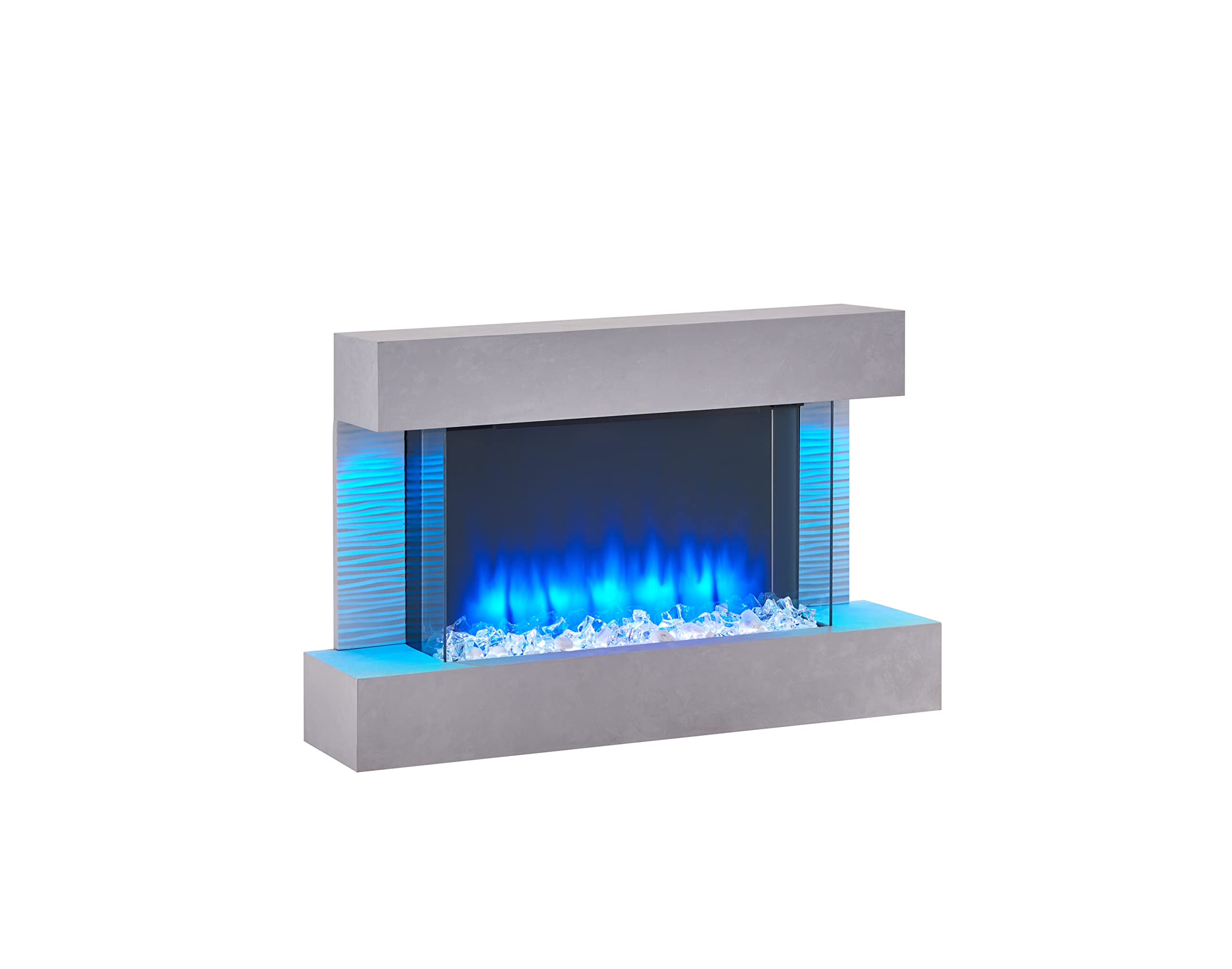 FLAMME Kingston Wall Mounted Electric Fireplace White with 3 Flame Colours and 13 Mood Lighting Options 1.8kW heater
