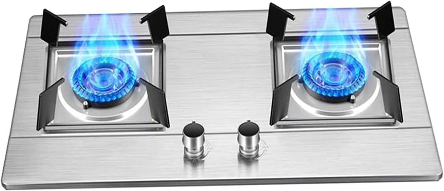 Freestanding Stainless Steel Gas Cooker, 4.8kw Kitchen Counter Top Stove, Auto Ignition Conversion Stove, with Flameout Protection, for Outdoor Camping, RV, Cooking(NG)