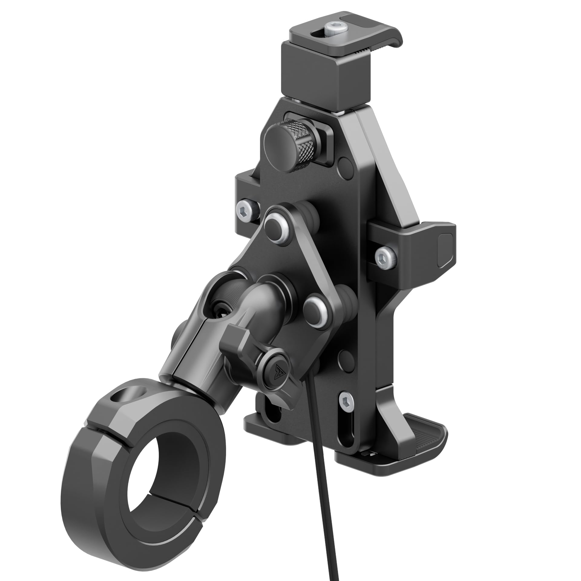 Tackform Aluminum Motorcycle Adventure Phone Mount - Vibration Dampening and Wireless Charging | Fits 1-1/4" to 1-1/2" Handlebars | Compatible with