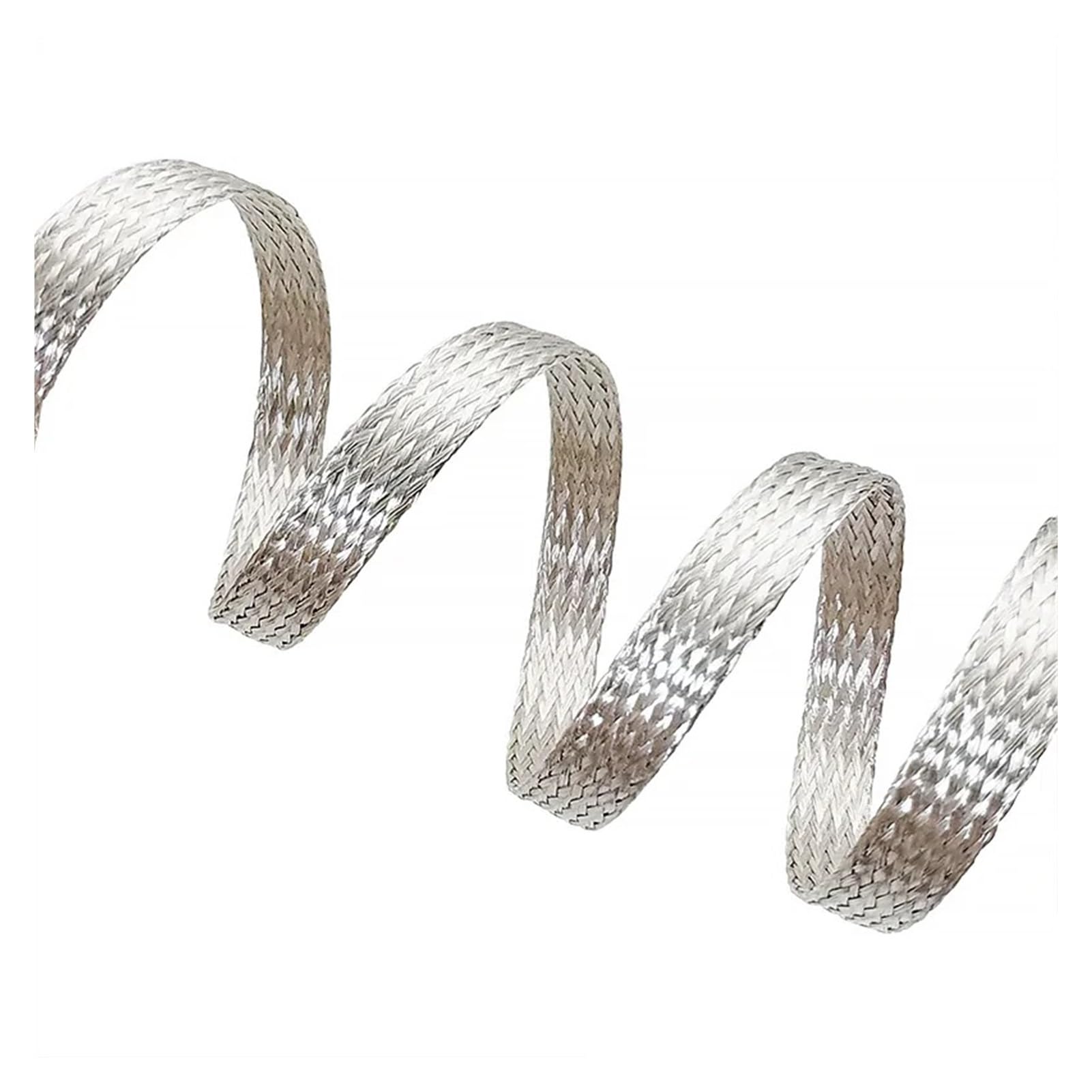 Cable trenzado de cobre plano ID 2 mm/4 mm/6 mm/8/10/12/16/20/25 mm apantallamiento antiinterferencias chapado en cobre plateado cable de señal trenzado telescópico (10 mm)