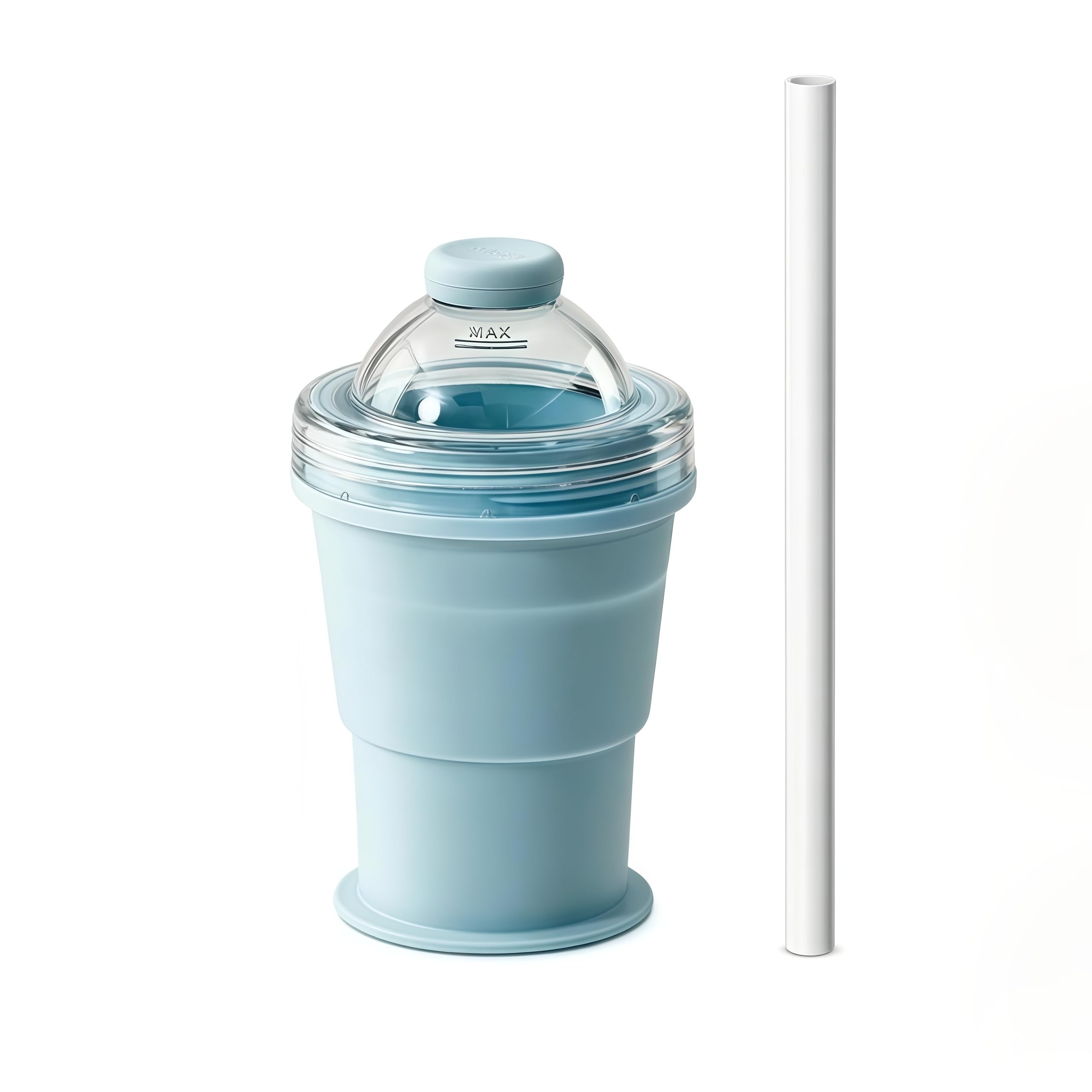 3-in-1 Collapsible Silicone Cup & Ice Ball Maker | Portable Travel Sipper with Straw & Leak-Proof Dome Lid | BPA-Free Foldable Tumbler (Blue)-image-44