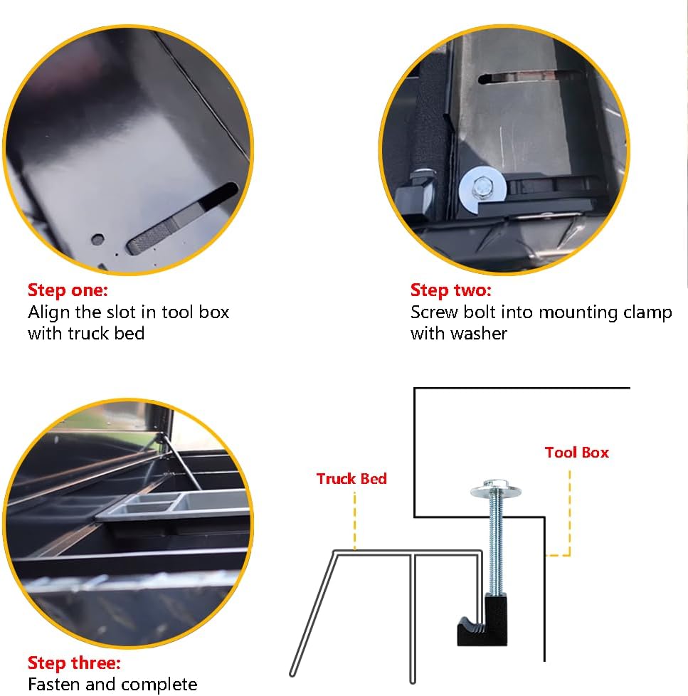 Truck Tool Box Mounting Kit Aluminum Alloy J Hooks Pickup Universal Fit Toolbox Tie Downs Crossover with Screws and Washers (4 Packs Black)