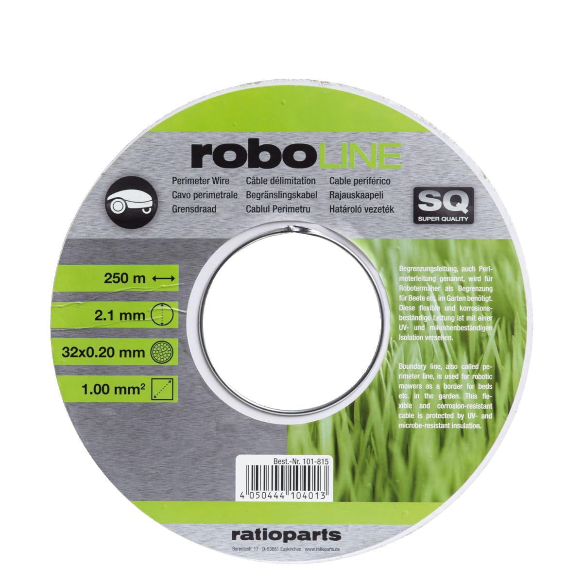 Ratioparts Cable de límite para cortacésped robótico, diámetro 2,1 mm x 250 m (diámetro del Cable 1 mm²)
