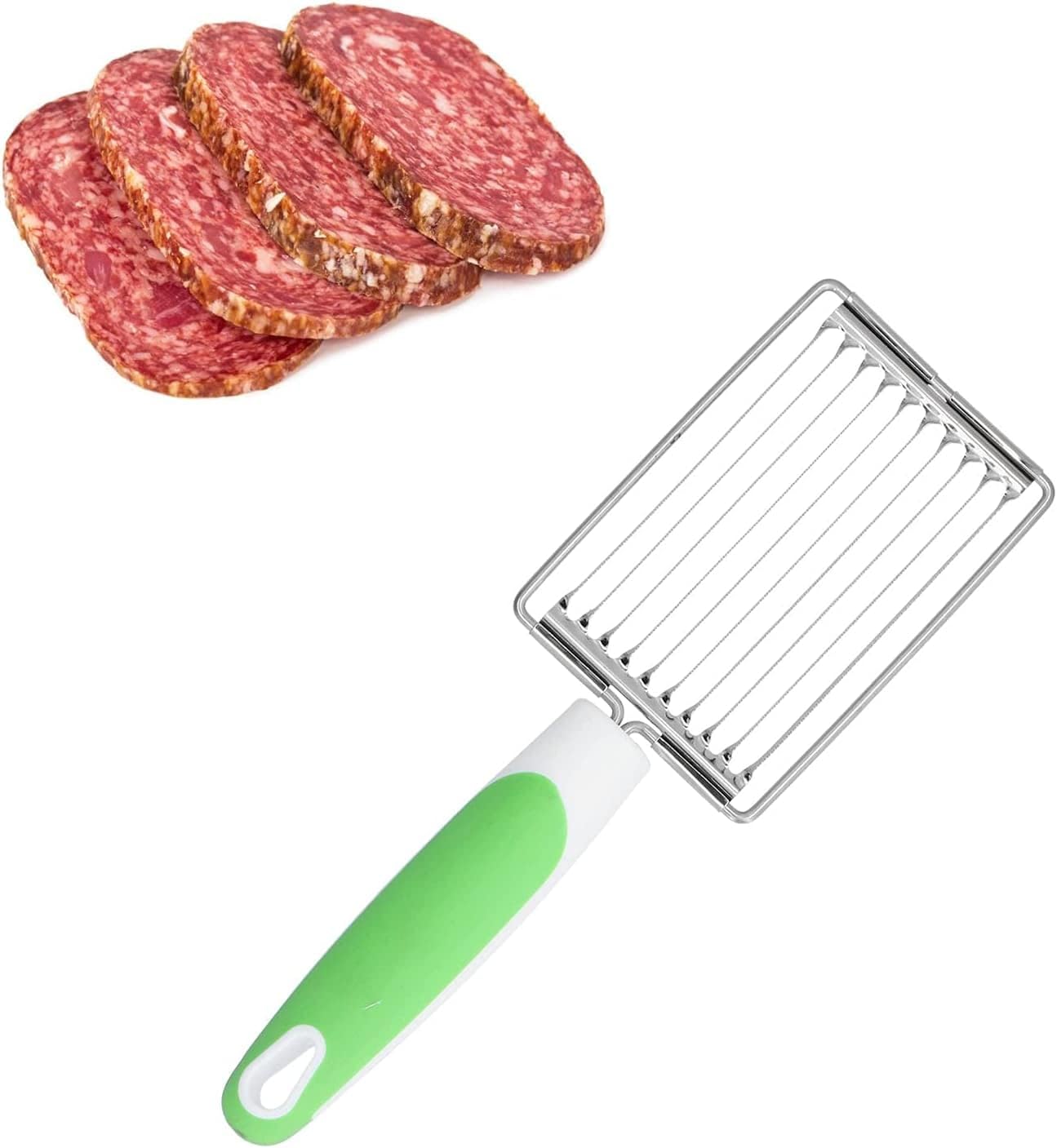 Luncheon Meat Cutter, Stainless Steel Canned Meat Slicer Kitchen Pragmatic Cutting Tools for Cutting Tomato Cheese Boiled for Daily use Luncheon Slicing(Green)