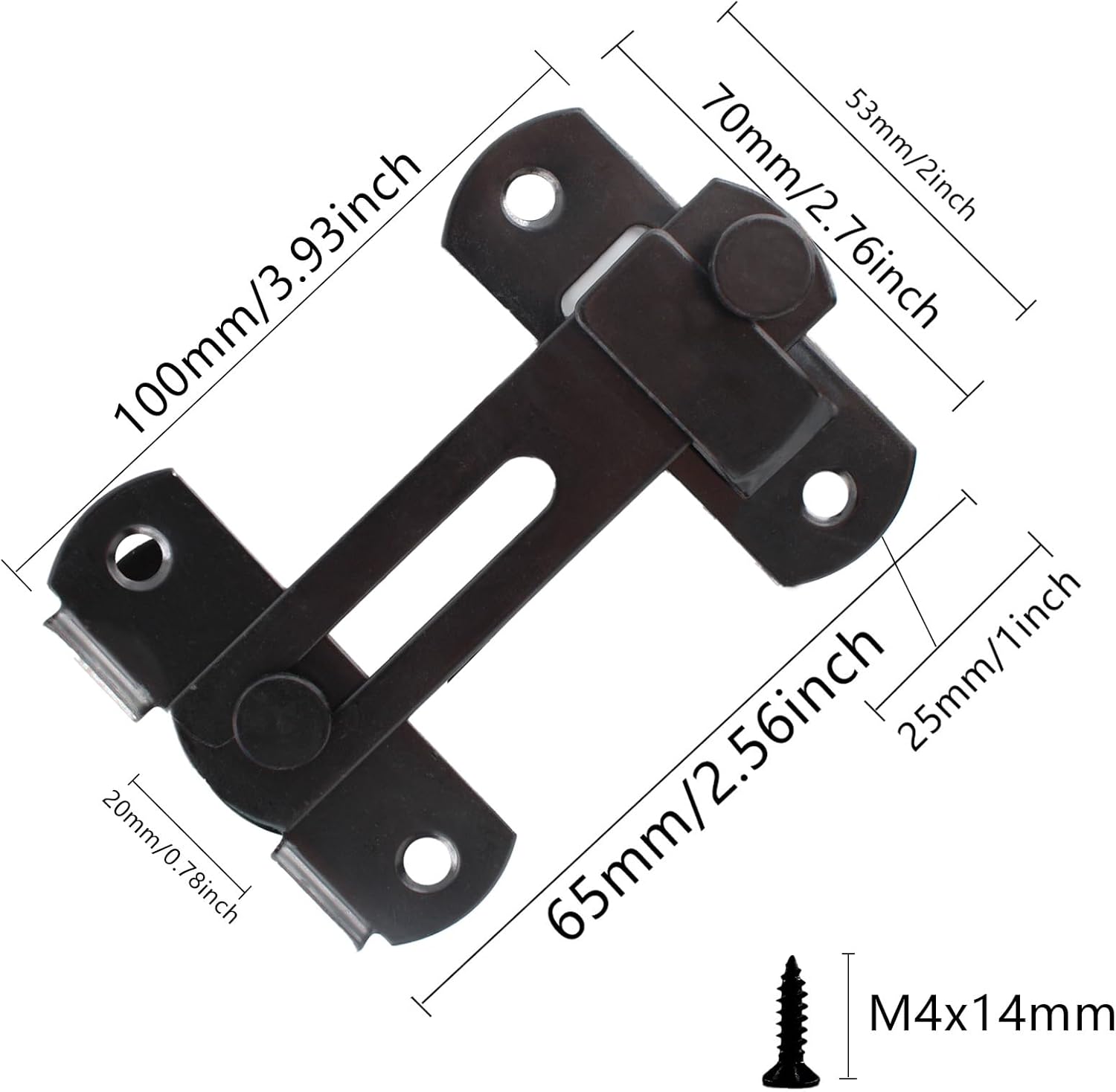 2Pcs Sliding Barn Door Lock, Stainless Steel Gate Latches, 180 Degree Flip Latch, Safety Door Bolt Lock Latch for Barn Door Cabinet Window Closet Door, Matte Black
