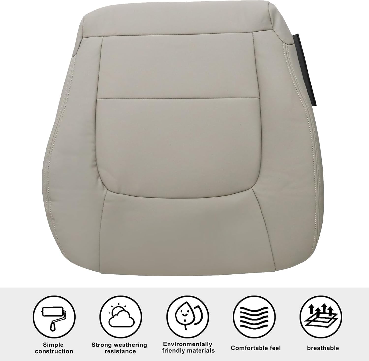 SecosAutoparts Ivory Tan Front Driver & Passenger Bottom Microfiber Leather Replacement Seat Cover Compatible with Lexus LX 470 4x4 AWD 4WD 1998 1999 2000 2001 2002 2003 2004 2005 2006 2007