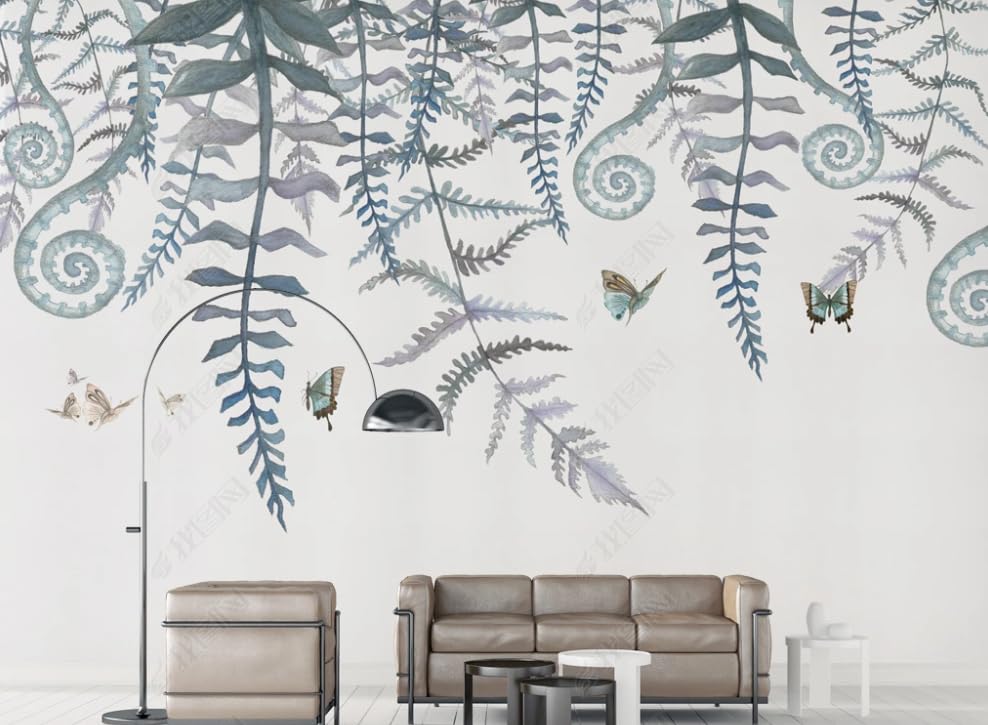 Papier peint intissé plantes dessinées à la main 150x105 cm