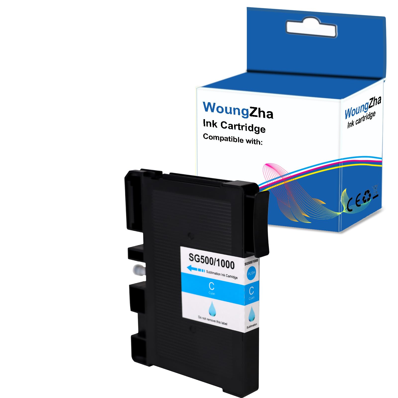 Woungzha SG500 SG1000 Sublimation Ink Cartridges, Compatible with New Firmware Sawgrass Virtuoso SG500 SG1000 New Chip (1 Cyan)