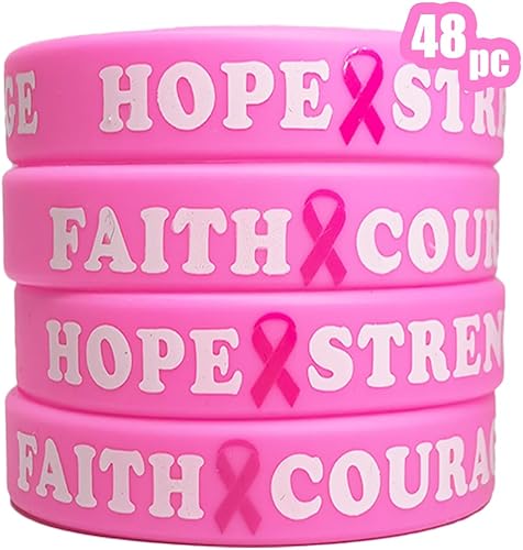 AISENO Breast Cancer Awareness Pink Ribbon Camouflage Bracelets Rubber Wristbands Unisex