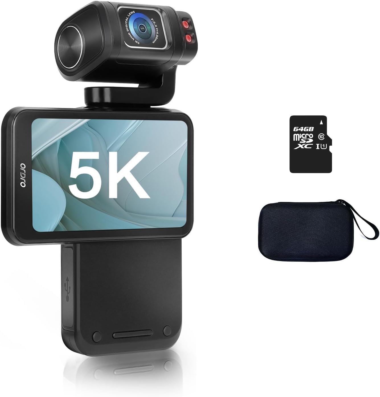 M3 Vlogging Camera, Pocket Camera with 180° Rotating Lens, 1/2.5'' CMOS & 3.5'' Flippable Touch Screen, 3250mAh Capacity Battery, Portable Video Camera for Youtube/Vlogging