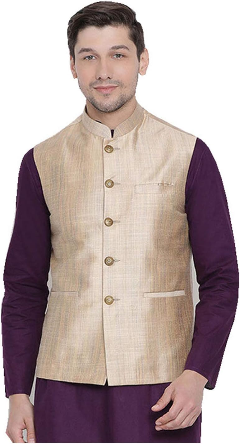 Elina fashionMen's Indian Nehru Jacket || Cotton Jodhpuri Bandhgala Sleeve Less Waistcoat ONLY