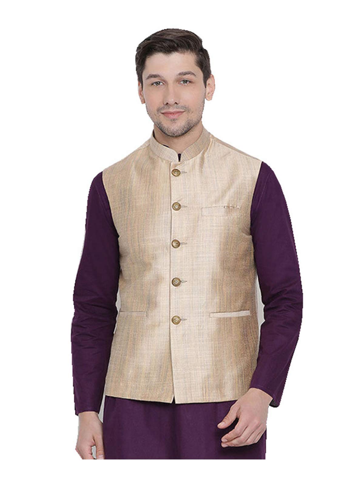 Elina fashionMen's Indian Nehru Jacket || Cotton Jodhpuri Bandhgala Sleeve Less Waistcoat ONLY