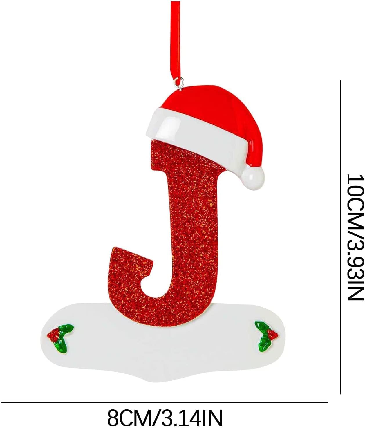 Christmas Initial Letters Ornaments Personalized DIY Red Hat Letters Ornaments Christmas Tree Pendant Decoration Xmas Hanging Decor (J)