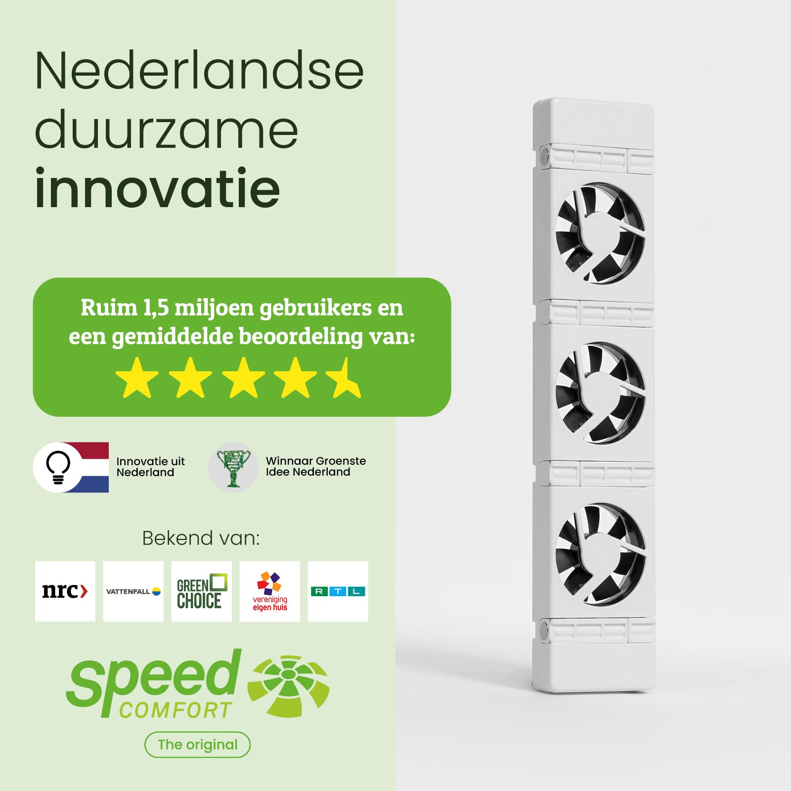 SpeedComfort Starter Set 2 Pezzi: Ventola del Riscaldatore Intelligente per Riscaldatori, Booster di Riscaldamento Durevole per Surriscaldamento e Radiatori, per Risparmiare Energia