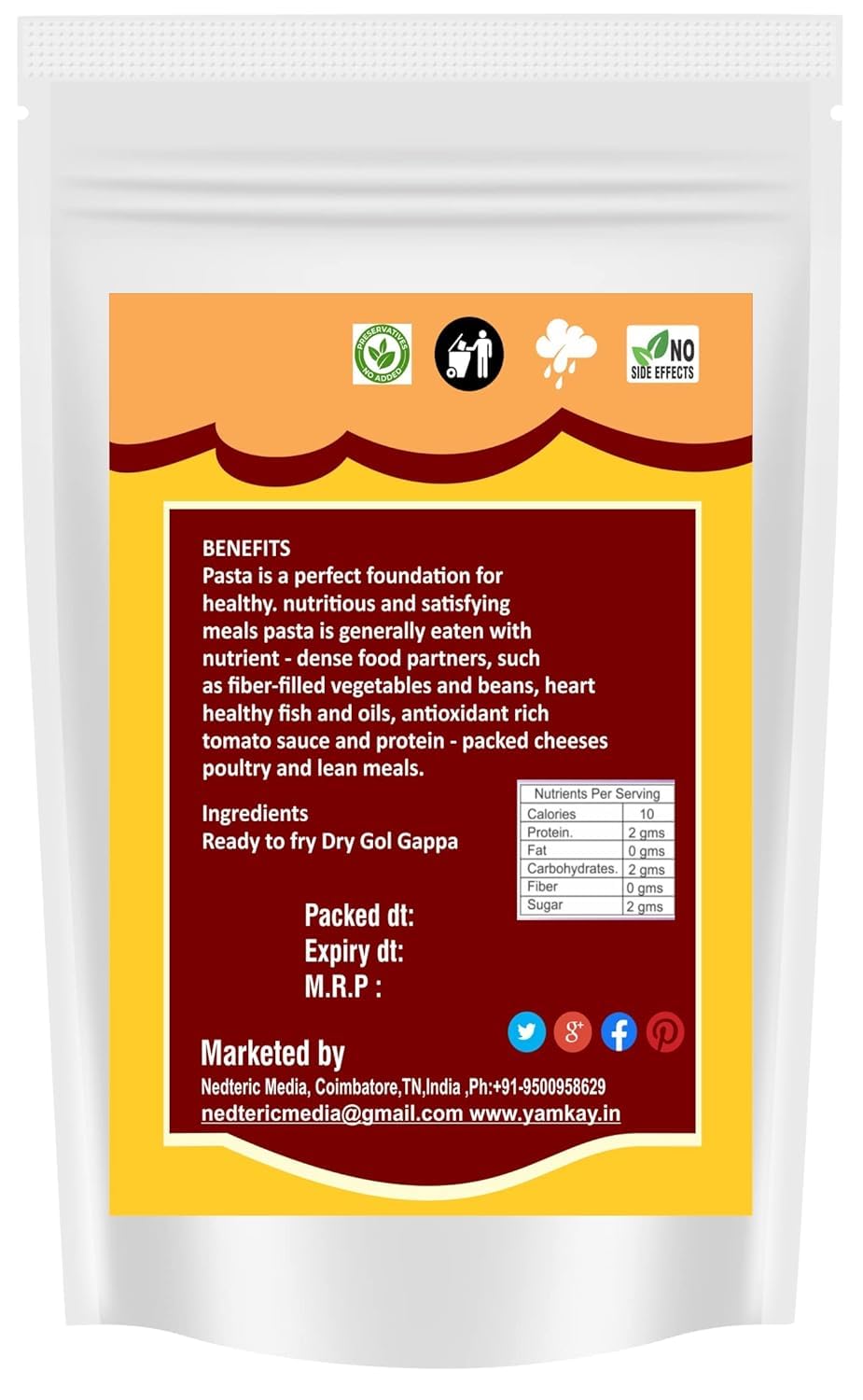 Yamkay Ready-to-Fry Dry Gol Gappa (Wheat Pani Puris) - Crispy and Delicious | Authentic Indian Snack | Convenient and Easy to Prepare | 100% Natural Ingredients (1500 GM, Wheat Pani Puris)