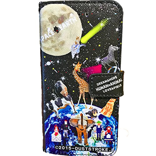 DUSTSTROKE どうぶつ 宇宙 柄 手帳型 ケース マグネット 開閉 カバー メンズ レディース