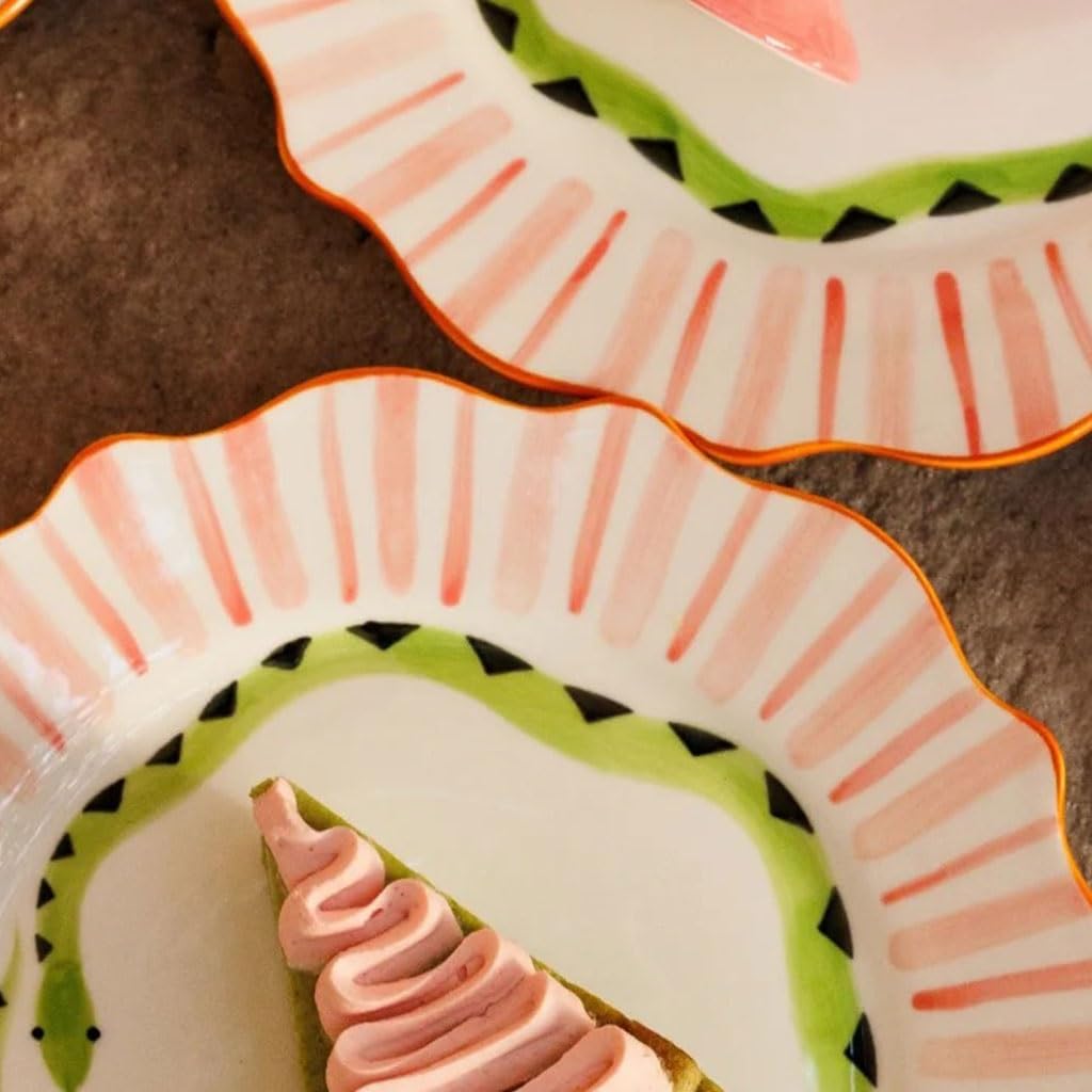 Talerze obiadowe ręcznie malowane ceramiczne talerze w kontrastowym kolorze, domowy talerz obiadowy, zastawa stołowa, zastawa stołowa, noworoczny prezent na przyjęcie