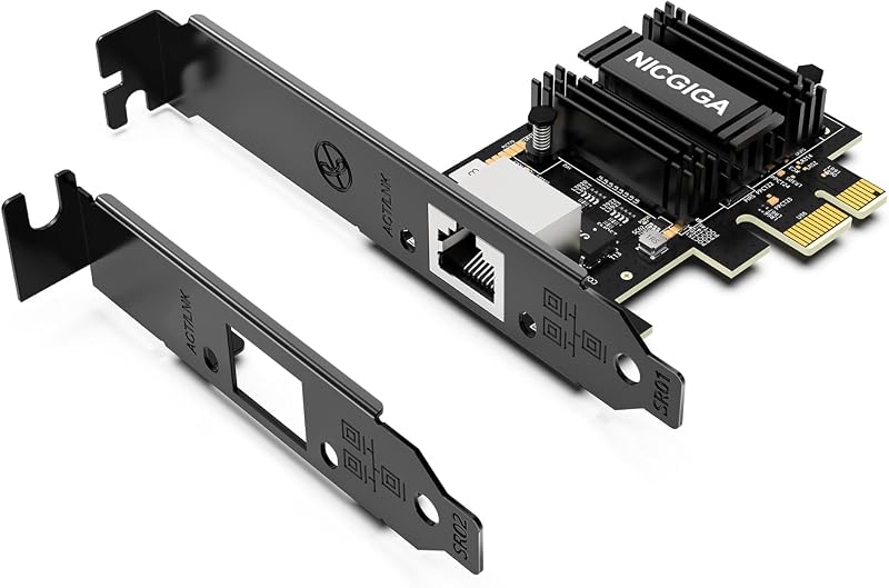 NICGIGA 10Gb PCIe 4.0 x1 Network Card, Realtek RTL8127 Ethernet Adapter. | 10G/5G/2.5G/1G RJ45 Multi-Gigabit LAN NIC, Support Windows 10/11/Server, Linux, NAS, Low Profile Bracket