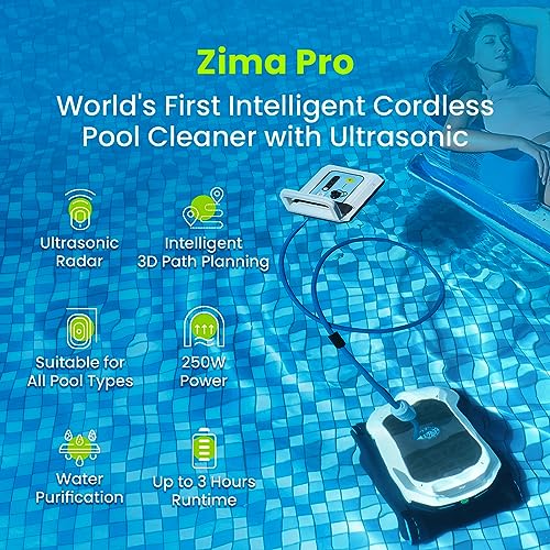 Zima Pro Cordless Robotic Pool Cleaner - Wall & Waterline Cleaning, Smart Mapping Pool Cleaner with 180 µm Filter, Intelligent APP Control - All Pool Types, 21.5x16.5, White - Image 3