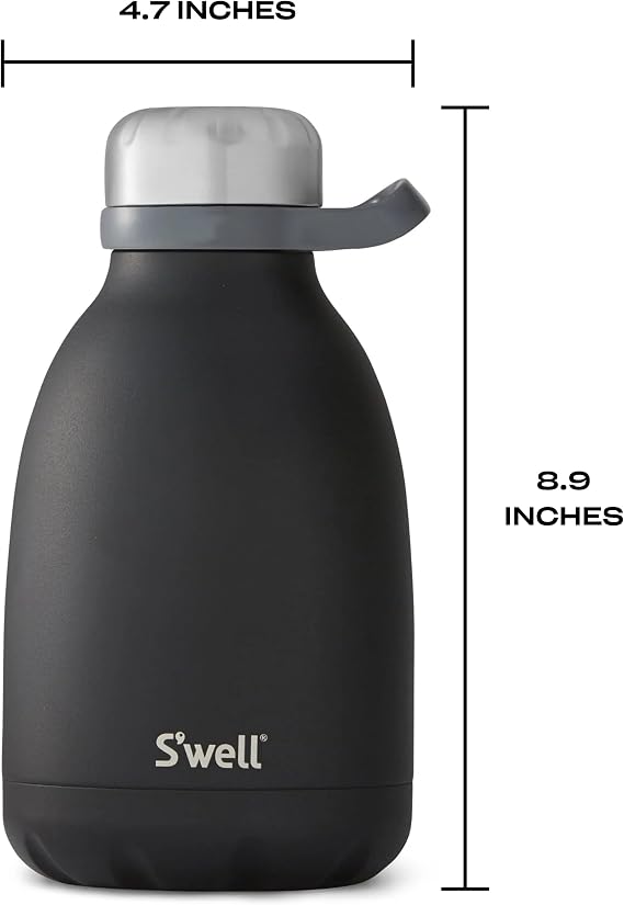 S'well Stainless Steel Roamer Bottle, 40oz, Onyx, Triple Layered Vacuum Insulated Containers Keeps Drinks Cold for 48 Hours and Hot for 16, BPA Free