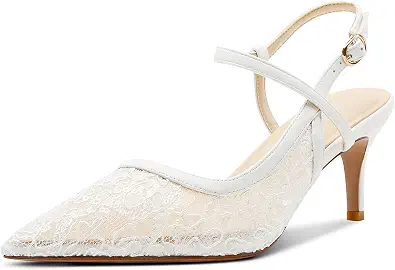 Aachcol Women Slingback Pumps Ankle Strap D'Orsay Stiletto Mid Heel Dress Shoes 2.5 Inches
