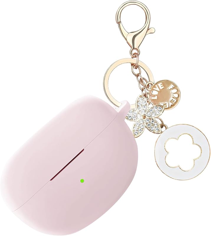 Case for Bose Ultra Open Earbuds (2024) with Bling Keychain Accessories | Soft Silicone Protective Case Cover Compatible with Bose Ultra Open with Bling Keychain Accessories for Women Girls (Pink)