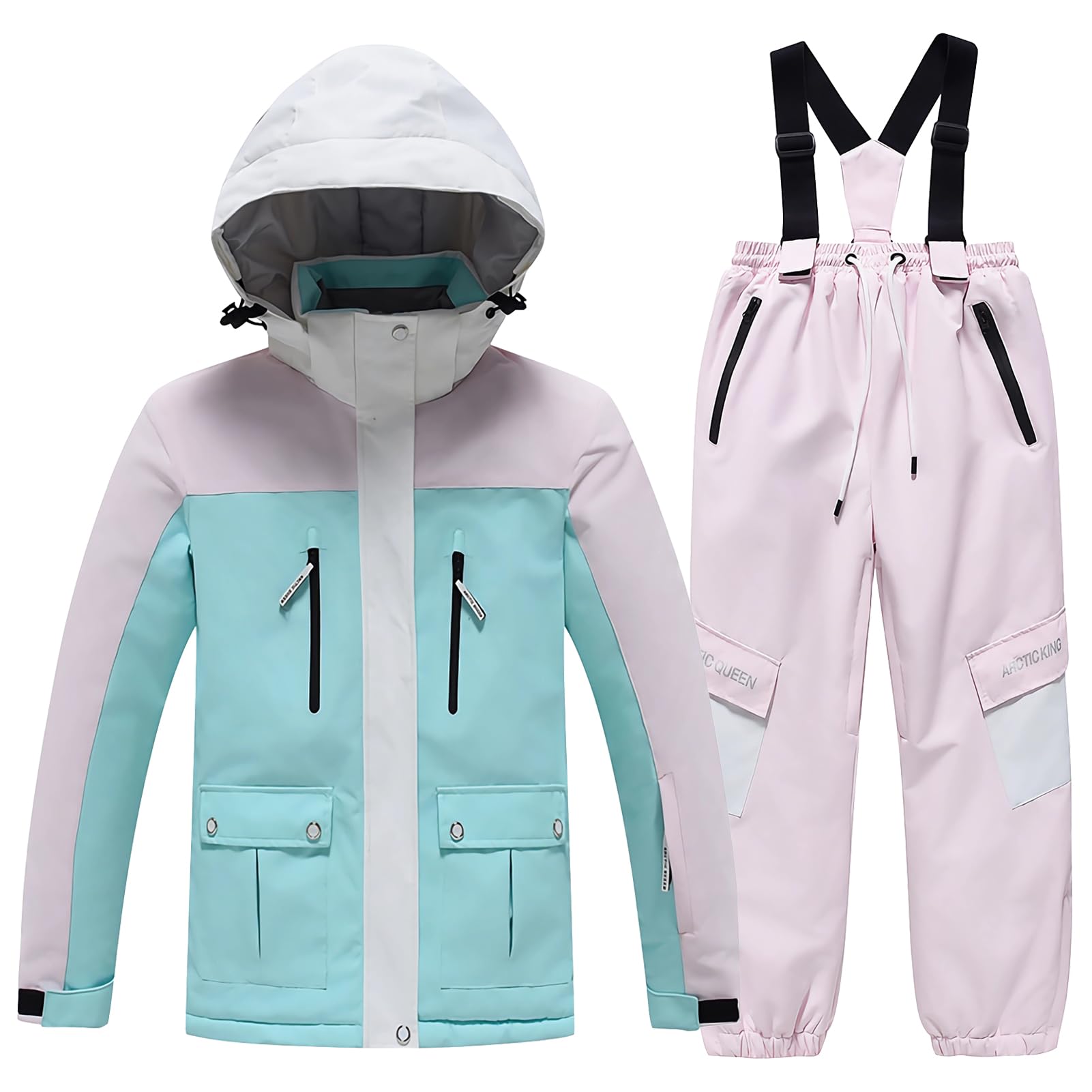 Combinaison de Ski Garçon Enfant à Capuche Coupe-vent et Imperméable Combinaisons de Neige Fille Chaude Vêtements de Ski pour Hiver