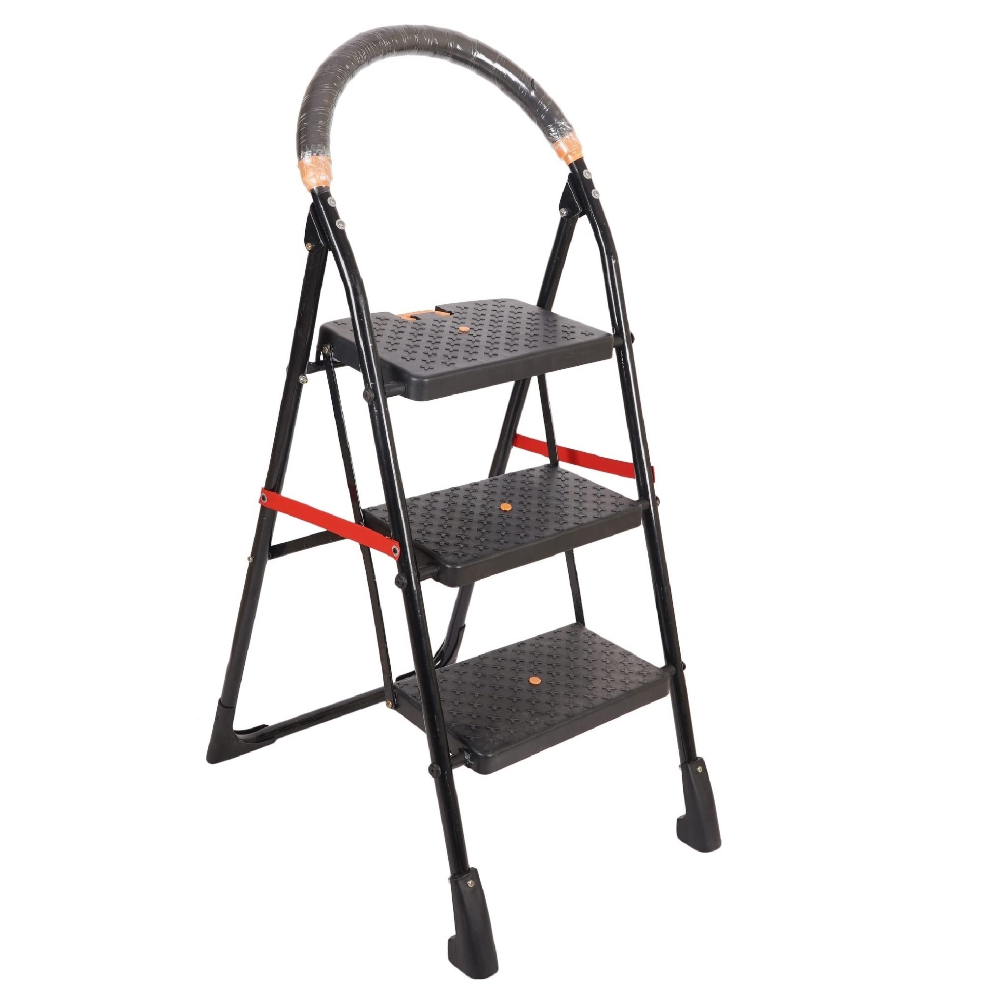 Homace 3 Step Ladder Milano Strong Heavy Duty Foldable Durable Metal Iron Wide Step Ladder for Home Anti Non Skid Indoor Outdoor Use Smart Platform 3 Year Warranty (3 Steps, Black) (B09BL5VDRB) Amazon Price History, Amazon Price Tracker