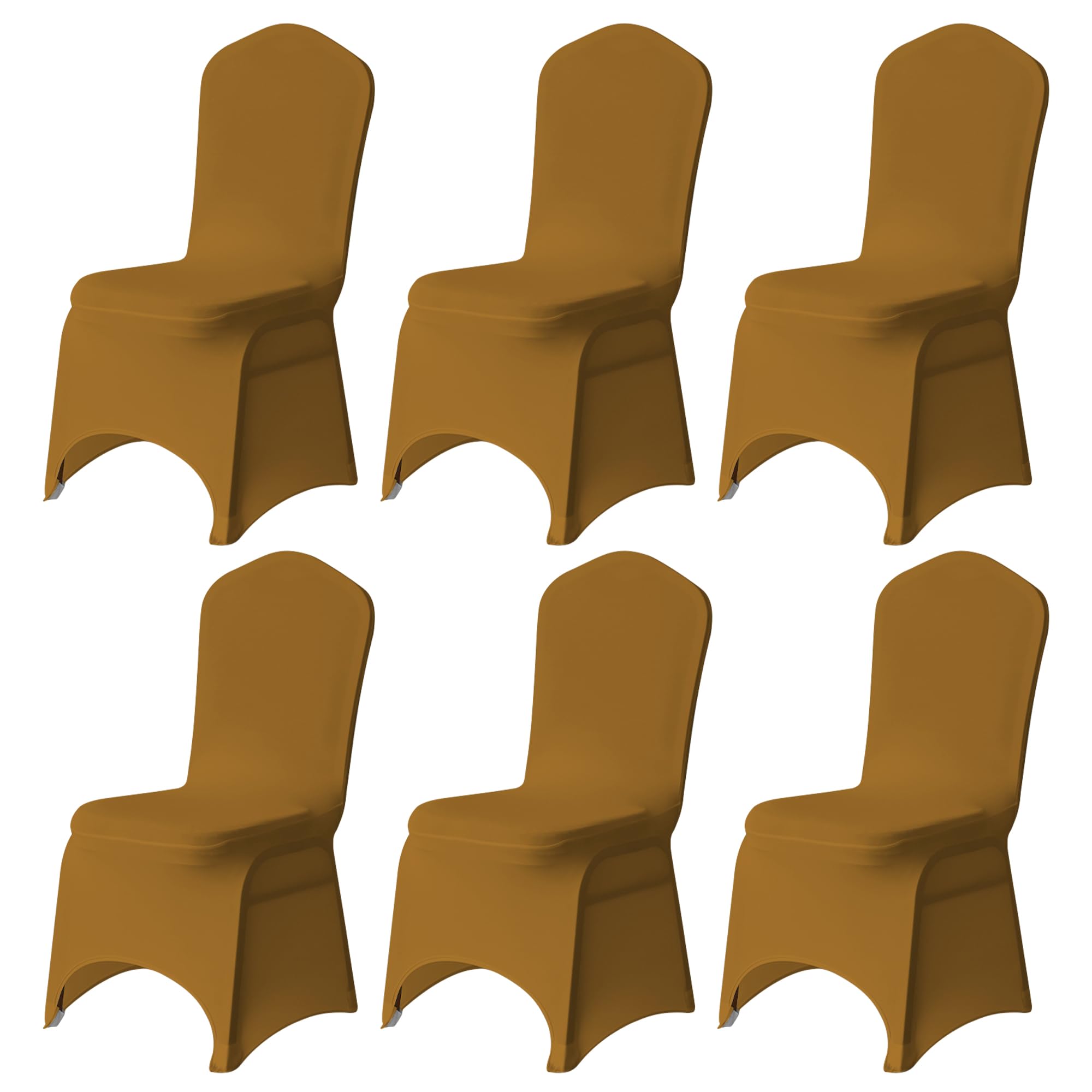 Trimming Shop 6pcs Gold Wedding Chair Covers Stretch Slipcovers