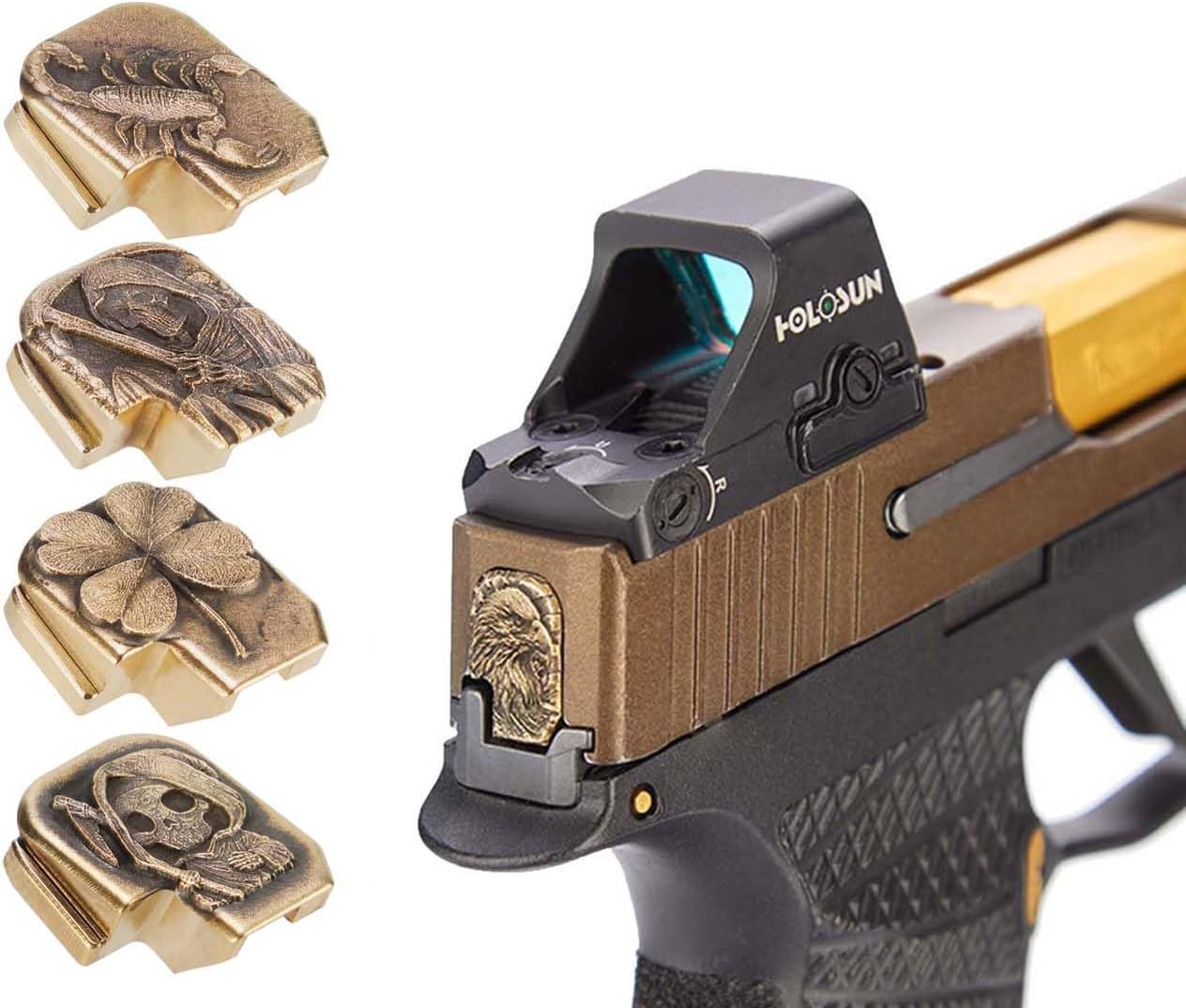 NDZ Performance 3D Engraved Brass Slide Cover Back Plate for Sig P365 P365X P365 XL P365 X Macro P365 Fuse in 9mm .380, P365 Accessories - Choose Design