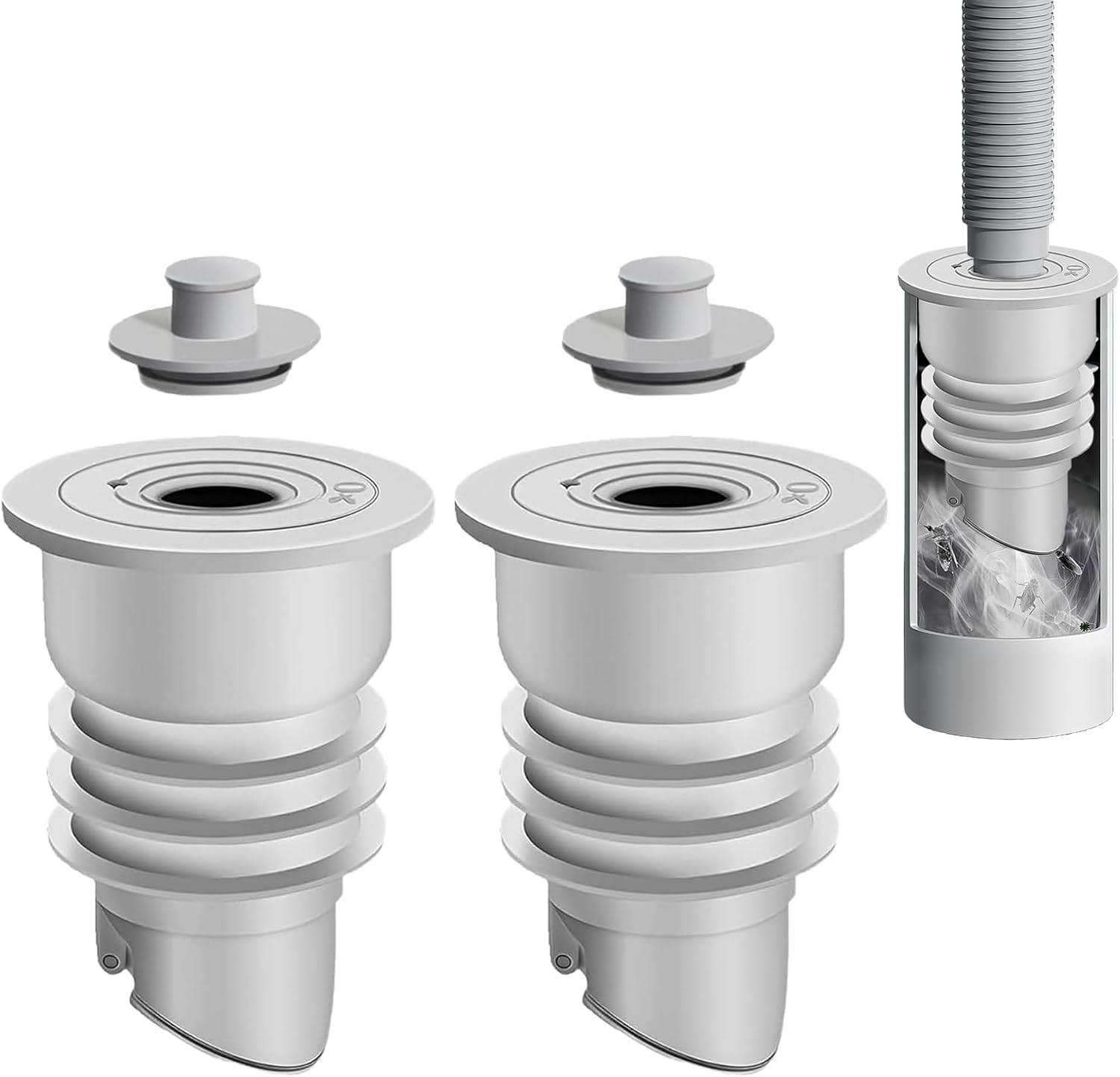 2 sztuki syfon do pralki, 35-40 mm, uszczelka rurowa z pokrywką, silikonowa uszczelka do rury odpływowej z przełącznikiem magnetycznym do pralki, umywalki, 2 sztuki
