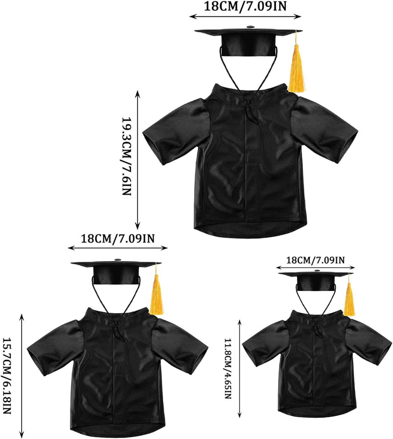 Cat Graduation Hat and Gown,2025 Dog Puppy Graduation Hat Gown | Shirt Costume Set with Tassel Outfits Pet Clothes for Small Breeds, Puppy & Kitten - Image 5