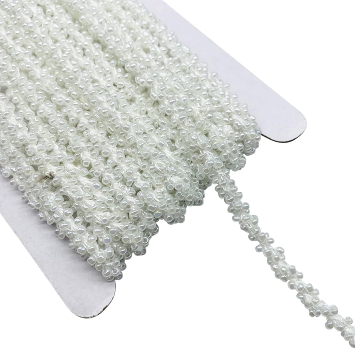 9.5yards Crystal Beaded Lace Ribbon, 6mm Fabric Beaded Trim Chain for DIY Craft, Sewing Wedding Dress, Jewelry Making, Home Party Decoration