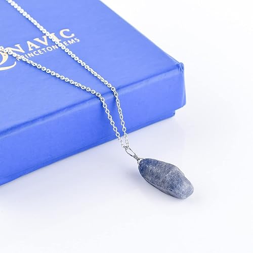 Miniatura 57 de AA Natural Raw Aquamarine Rough Stone Handmade Dainty Pendant Necklace For Women, Healing Chakra Crystals, Birthstone Jewelry, Rhodium Plated 925