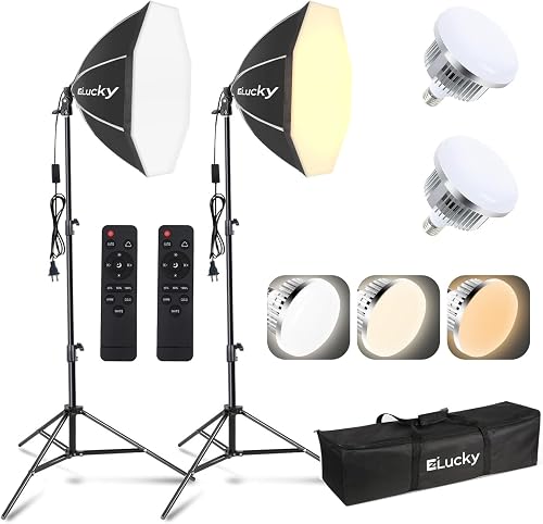 EZLucky 2-Pack 20" Octagonal Softbox Lighting Kit with 85W LED Bulbs