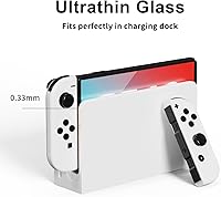 Vista 7 de Paquete de 2 protectores de pantalla de vidrio templado para Nintendo Switch OLED 2021, con kit de alineación automática, dureza 9H, sin burbujas