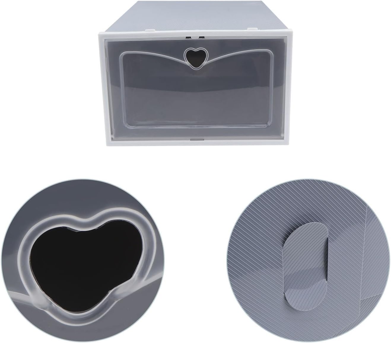 Stackable Male Shoe Box 2pcs Set, Thick Plastic Drawer-type Footwear Storage Container, Grey, Household Shoe Organizer for Sneaker and Boot Storage
