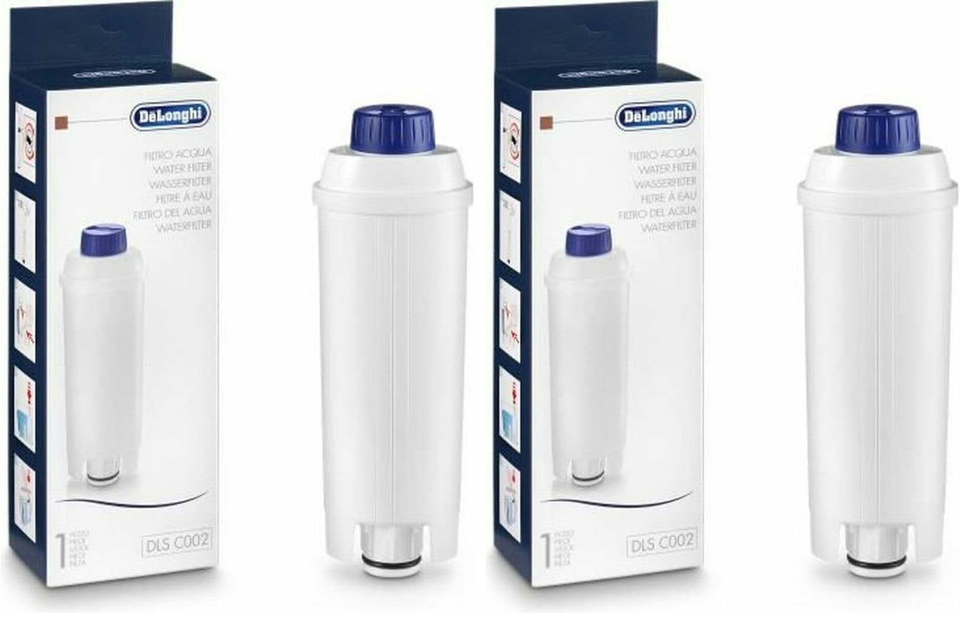 De'Longhi DLSC002 Filtro agua antical, para cafeteras superautomáticas, original, compatible modelos ECAM/ETAM, 2 meses duración (Paquete de 2)