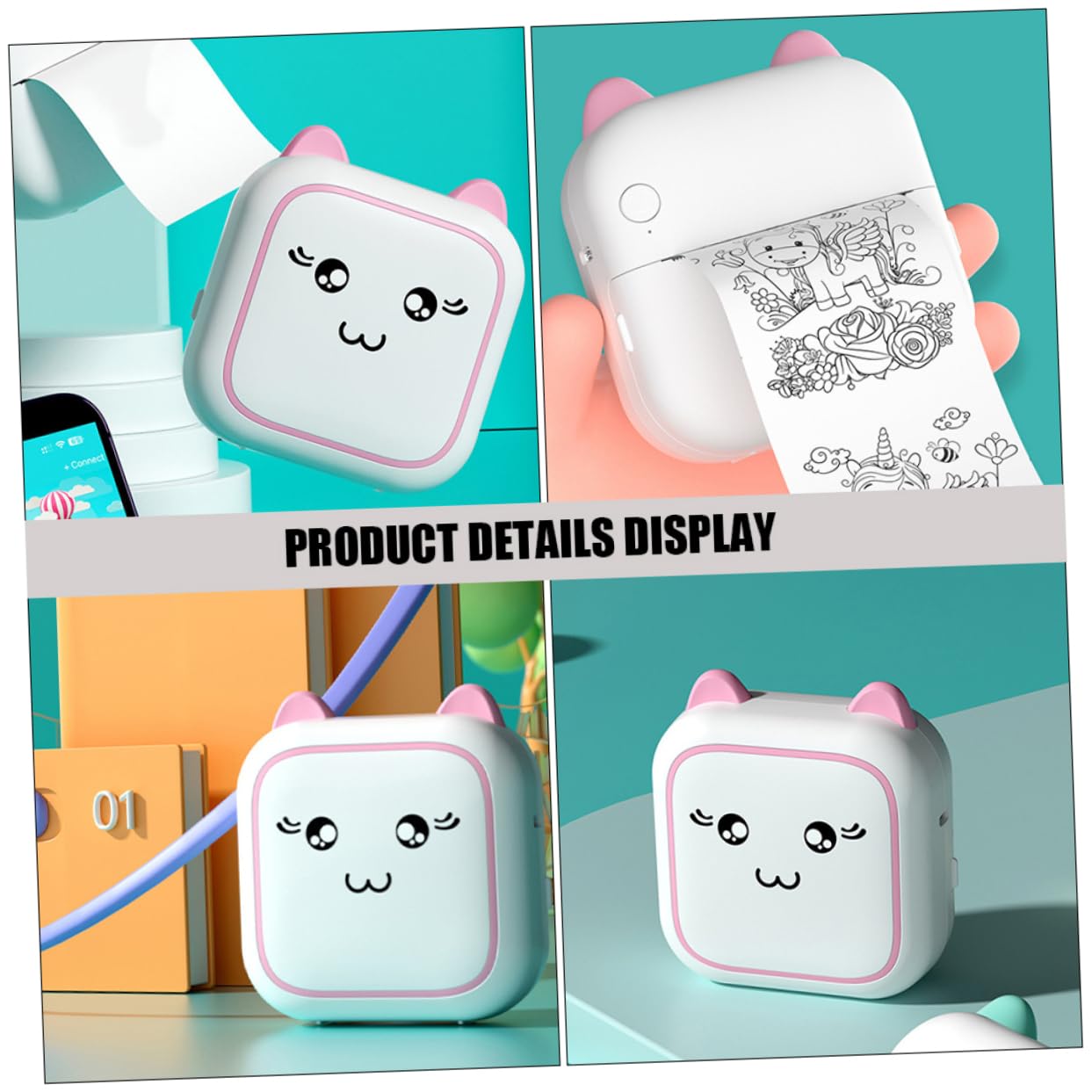 Angoily Stampante Termica Portatile Tascabile Connessione Wireless Mini Stampante Per Telefono Comoda Per Etichette e Foto