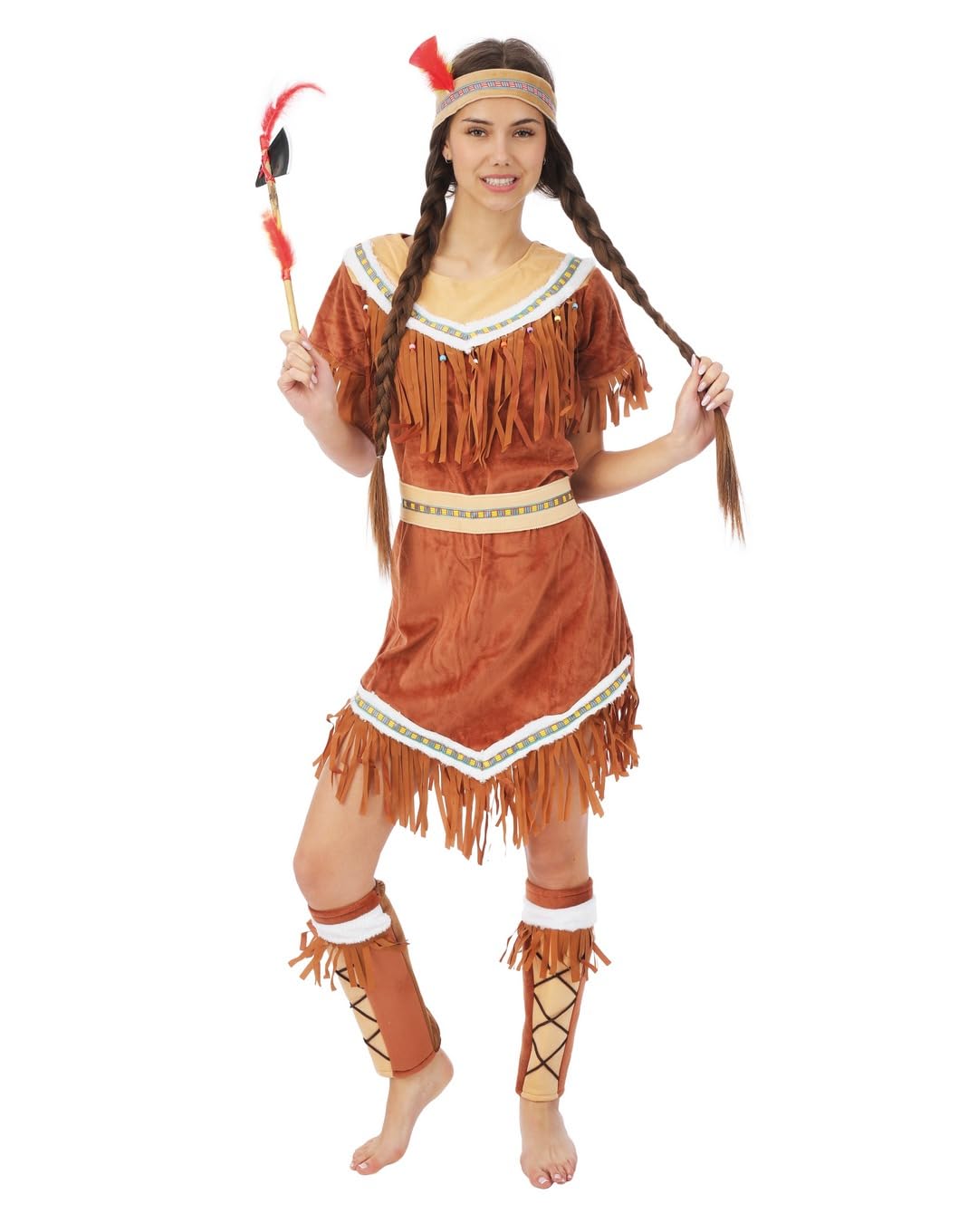 P'TIT CLOWN - Indianerin Kostüm Frau - Kostüm für Erwachsene - Perfekt für Karneval, Kostümpartys und Themenveranstaltungen - Vollständig und realistisch - Polyester