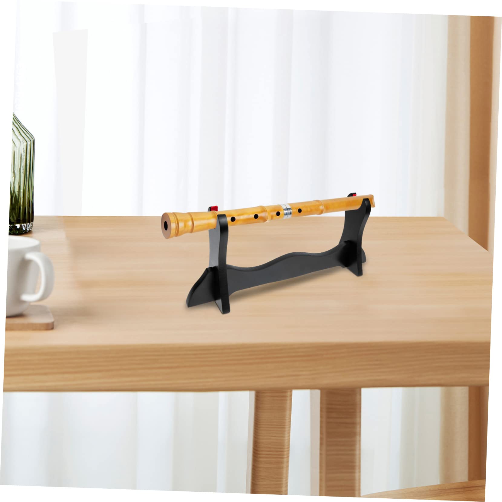 Mipcase Flute Stand Display Holder Wooden Handicraft for Home Decor Single Flute Holder Rack